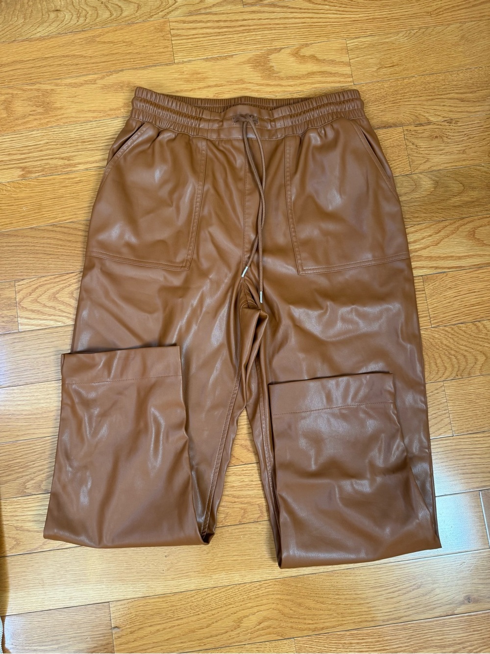 A New Day Brown Faux Leather Jogger Pants – Size Medium